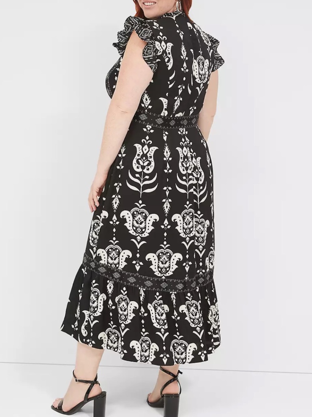 Lane Bryant Black & White Mock Neck Floral Paisley Midi Dress NWT - Size 18 - Picture 2 of 13